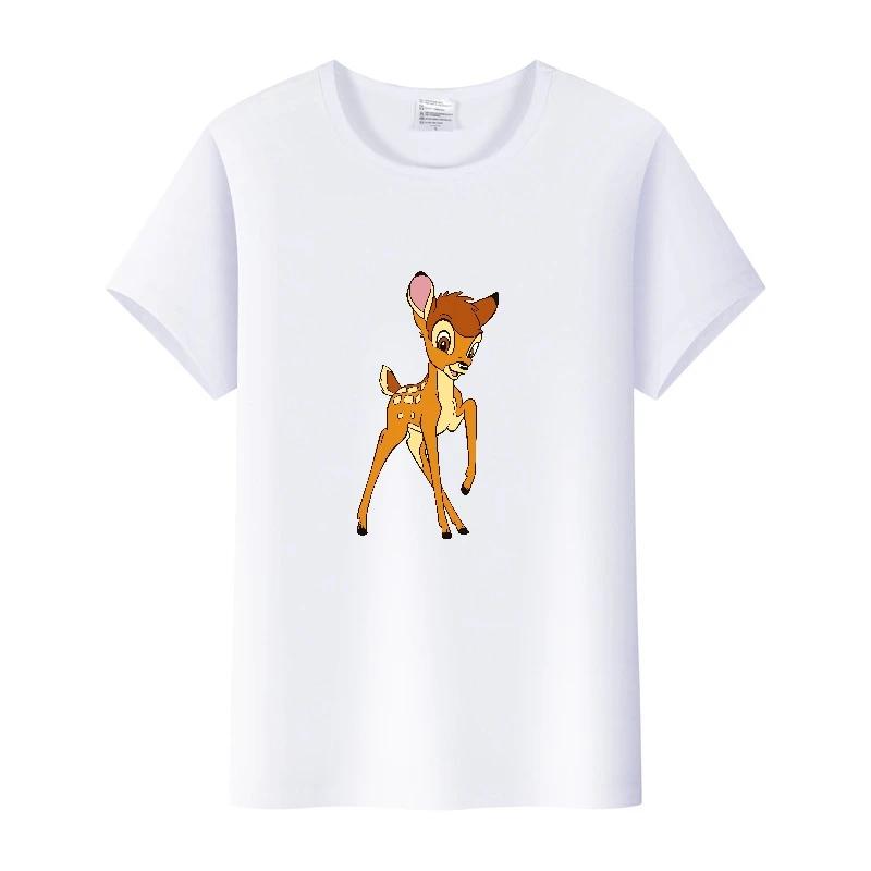 Vintage Plus Size Clothes Y2K Tshirt Kawaii Tops Cartoon Bambi Graphic T-shirt Summer Blouses White Tees Unisex