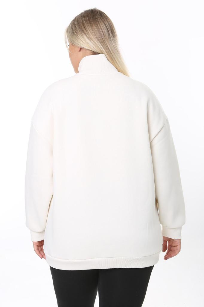 Damska Bluza Duży Rozmiar Duży Rozmiar Bluza na Zamek z Podniesionym Wzorem Trzyigłowy