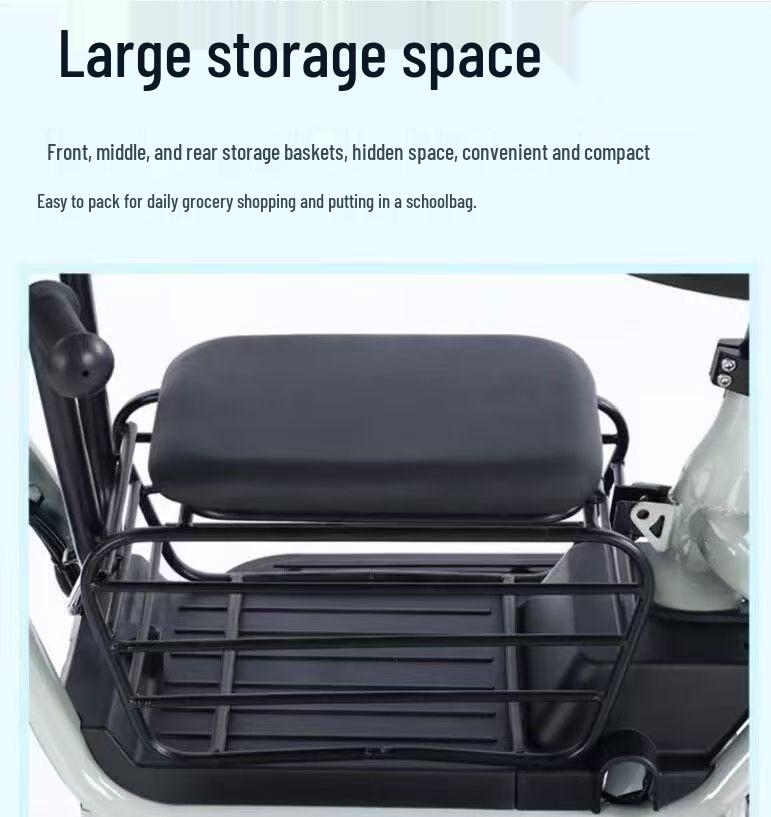 Foldable Electric Tricycle: Ideal for Commuting, Household Use, Child Transport, Women, Seniors, and Parent-Child Trips. Long-lasting Battery.