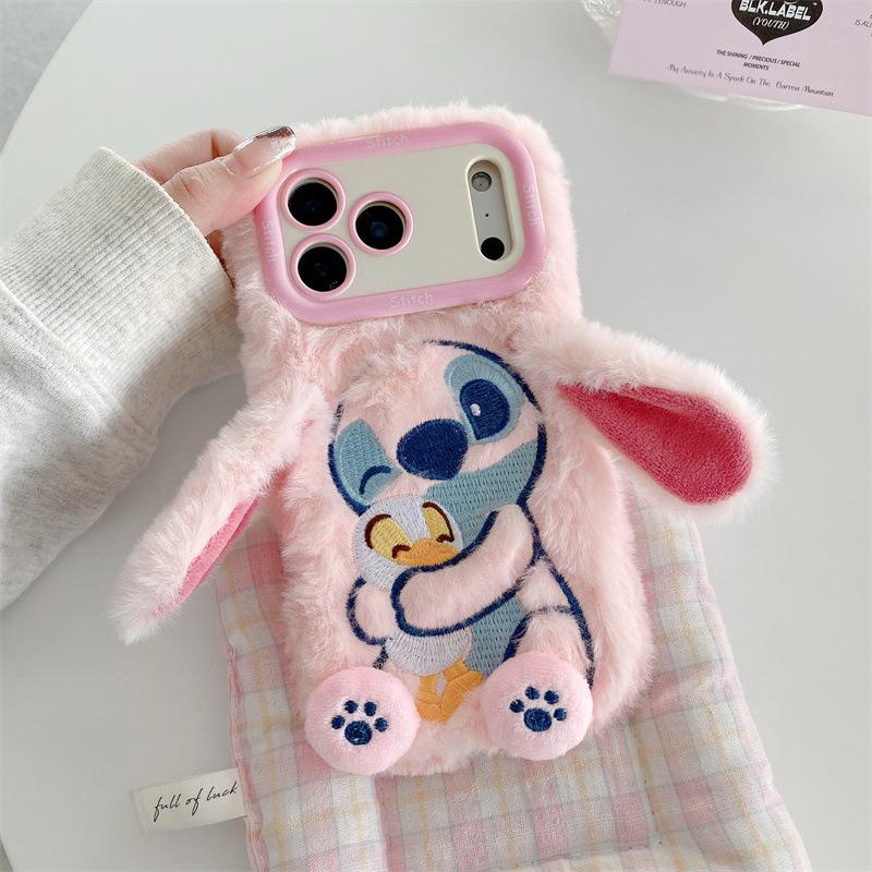 Cartoon Stitch Design Shockproof TPU Phone Cover with Stand Function for -Cute Ears