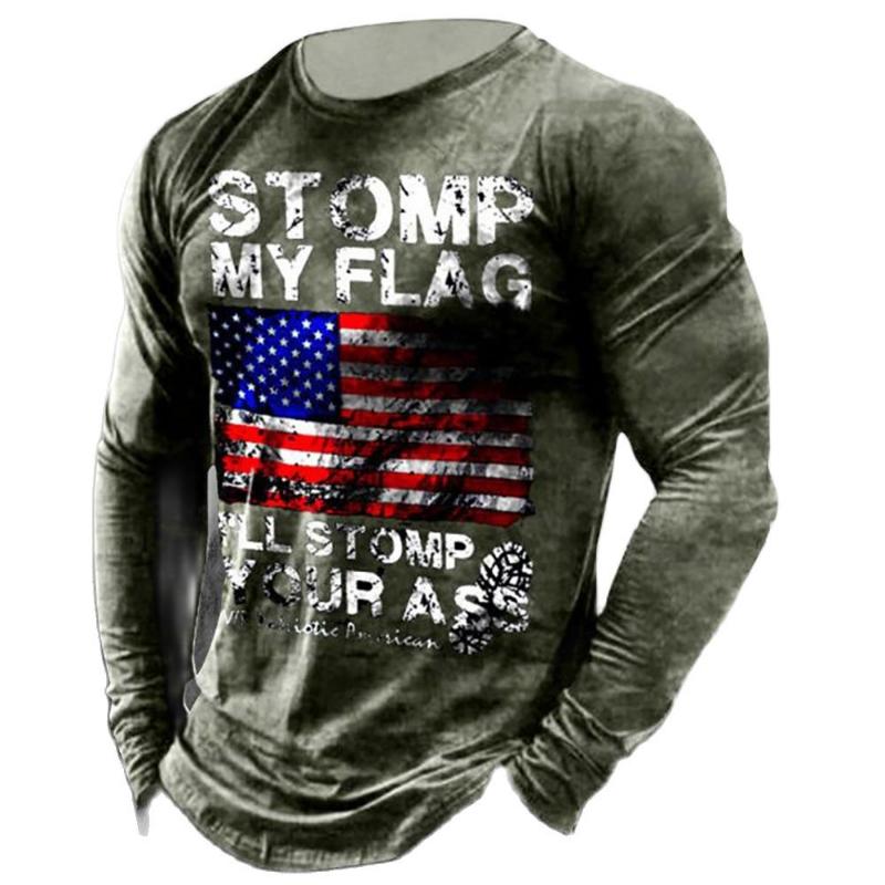 Retro 3D Digital Langarm T-Shirt für Herren, bedrucktes Hemd, amerikanisches Feeling, lässiges Oberteil, Europa und Amerika, 5XL, 2022