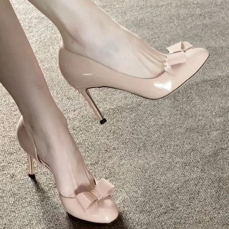 New High Heels 2026 Women's Bow Side Empty Stiletto Single