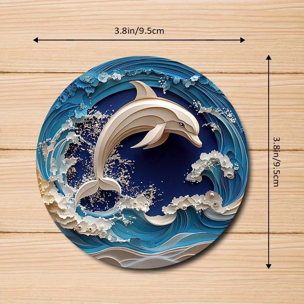 

6 Pieces 2D Wooden Coasters Dolphin Pattern Theme Desktop Insulation Mats Home Decor Coffee Mug Coasters For Office Restaurant