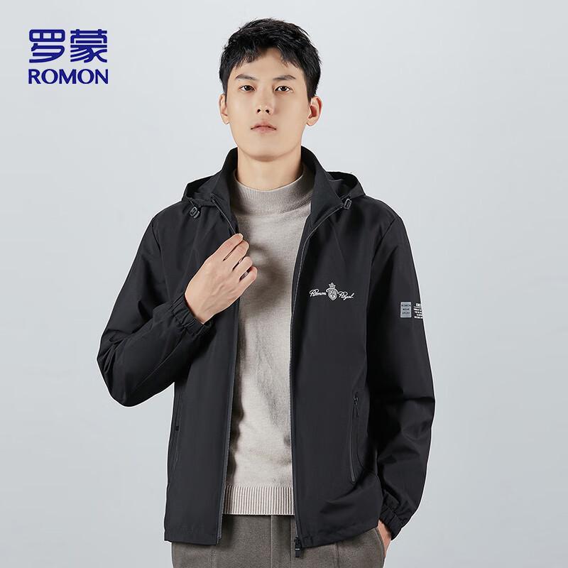ROMON Men's Hooded Business Casual Jacket