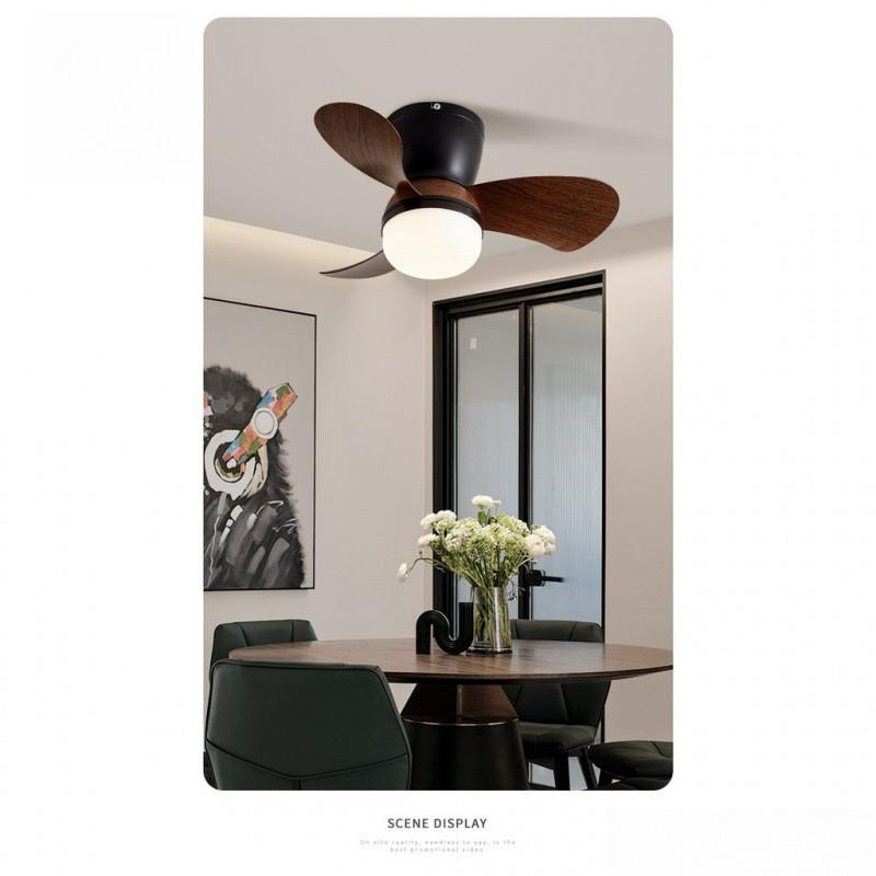 24 Inches Electric Ceiling Fan Light  Nordic Dining Room Ceiling Fan Light Lamp Six-speed Frequency Conversion Chandelier Fan