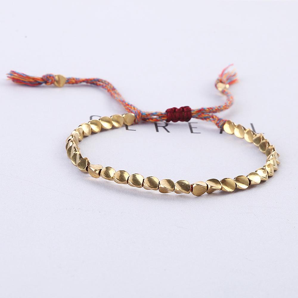 Lady's Braided Bracelet with Copper Beads and Tassels Braided Bracelet Vintage Braided Bracelet