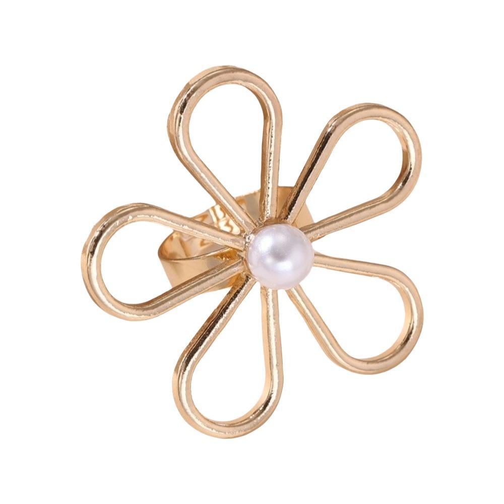 Exaggerated Starfish Ring Gold Color Flower Ring Romantic Pearl Ring Friends
