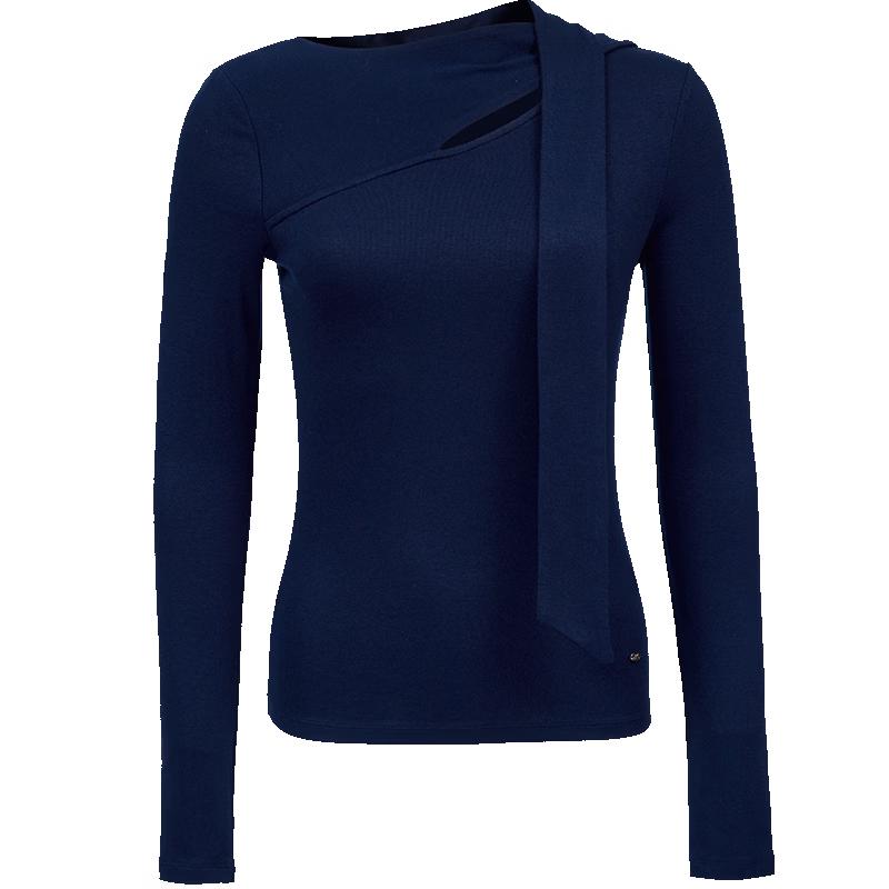 ONLY 2025 Winter Asymmetric Neck Slim-Fit Long Sleeve T-Shirt