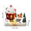 62KD Holiday Resin Figurines with Music and LED Light Christmas Village Desktop Gift