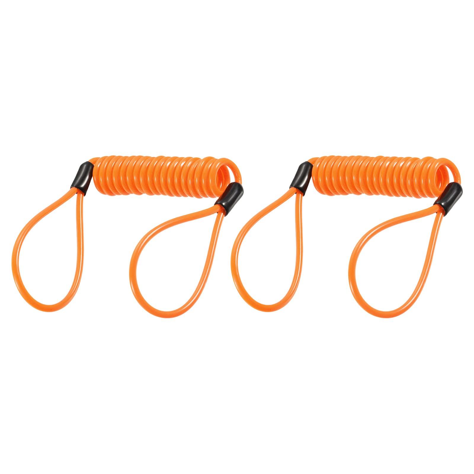 

METERXITY Disc Lock Security Steel Cable with Plastic Cover and Spring Rope for Outdoor x Orange 2-Piece Reminder, Anti-Theft Use, 3.5mm 1.2m,