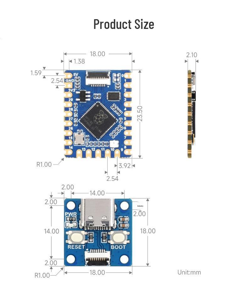 Micro-Snow RP2040-Tiny Dev Board: Raspberry Pi Dual-Core Processor