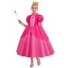 Peach Princess Dress Set - Polyester Fabric Halloween Christmas Carnival Cosplay Costume with Gloves and Crown Rose Pink 120 Cm