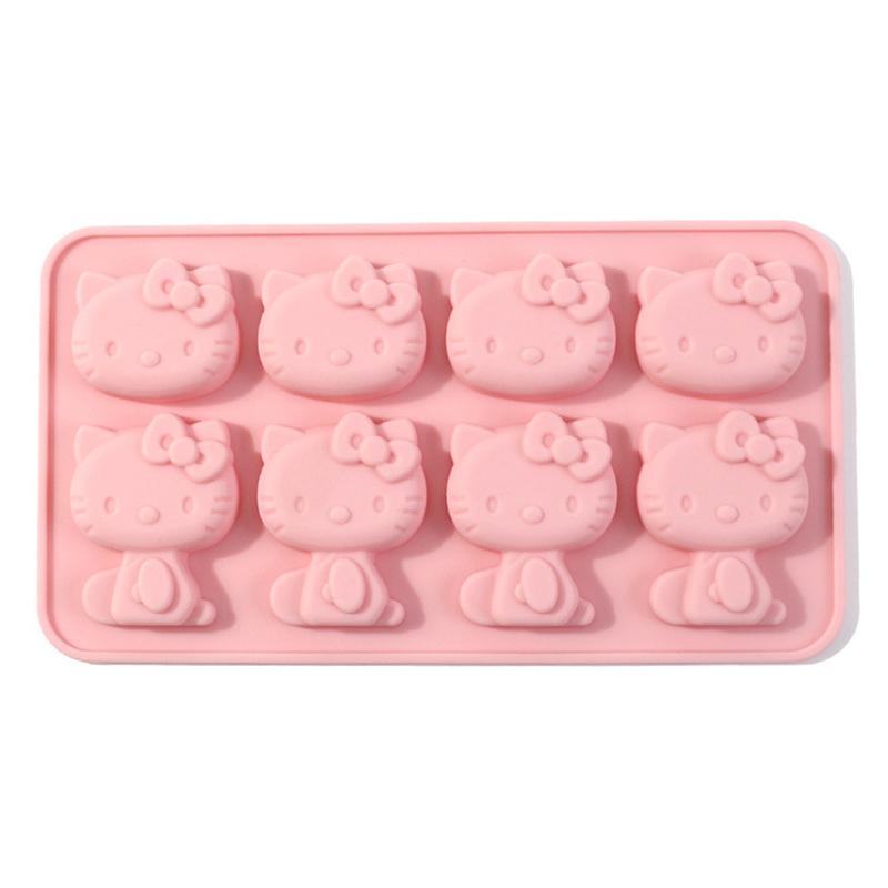 Hallo Kitty Ice Tray Silicone Mold DIY Chocolate Biscuit Mold Baking Tools Sanrio Cute DIY Baking Epoxy Candy Mold Gift розовый