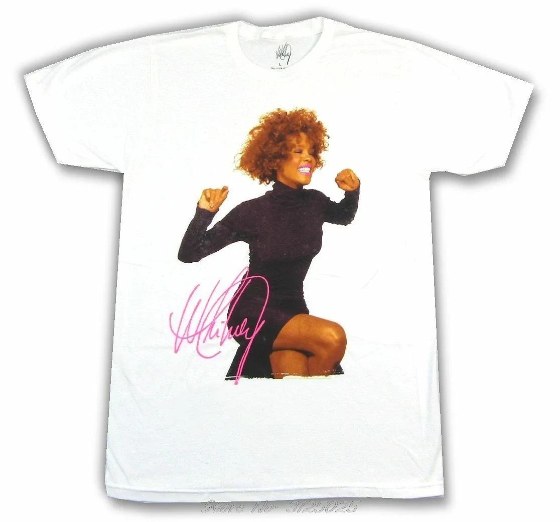 Funny Whitney Houston Smile Pic Photo Image White T Shirt Unisex Cotton Tees Streetwear S