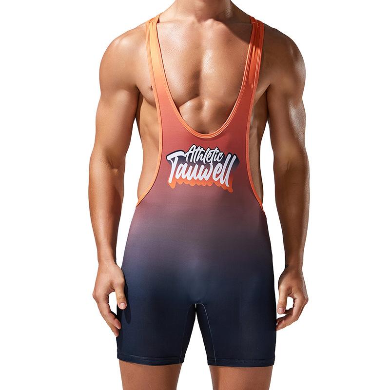 TAUWELL Men's New Fitness Swimming Suit Breathable 100% Polyester Knitted Quick Dry Vest Shark Pants for Foreign Trade