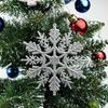 12 Stück 10cm Goldpulver Kunststoff Schneeflocken Partyzubehör Winter Dekor Ornamente Weihnachtsbaumdekorationen für Zuhause Schnee