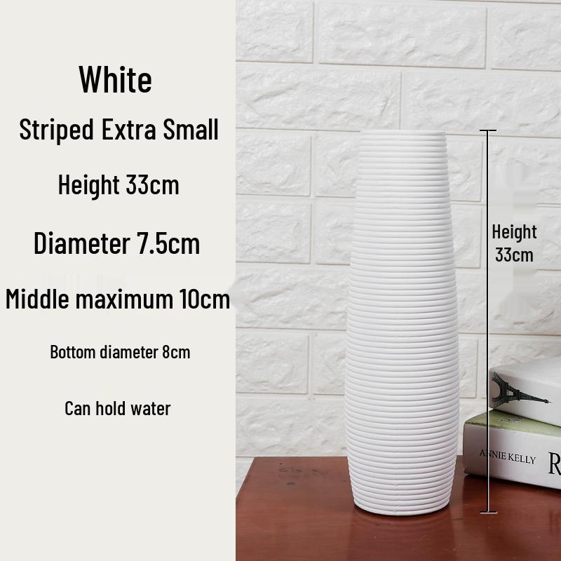 Large Modern Nordic Ceramic Floor Vase: Black & White Minimalist Design for Dried Flowers and French Arrangements In Living Room