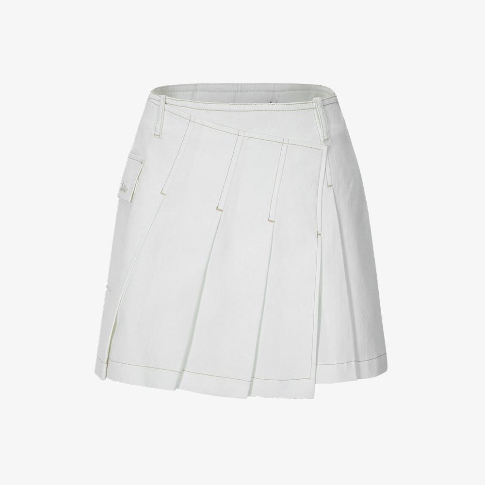 LIKK Overlap Pleated Skirt (White)