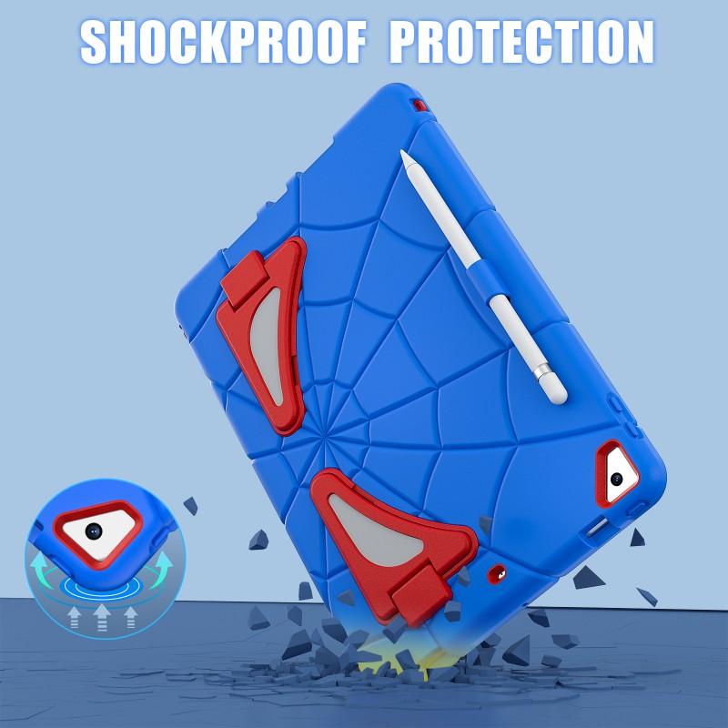 Spider-Man Cartoon Stand Case IPad 10.2 Inch 5th 6th 7th Gen Shockproof Silicone Cover With Sleep Wake Function