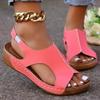 Fashion Fashionable Women's Sandals for Summer Outdoor Comfort Thick Soled Women's Hollow Toe Wedge Casual Soft Soled Beach Shoes