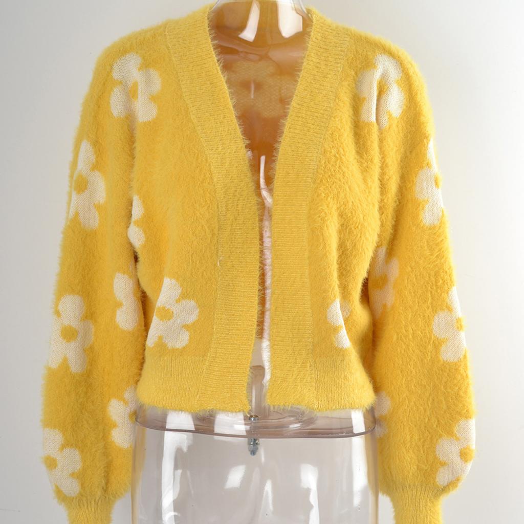 Women's Short Knitwear Floral Casual Sweater