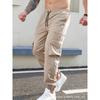 Men's Khaki Cargo Jogger Pants With Zipper Pockets