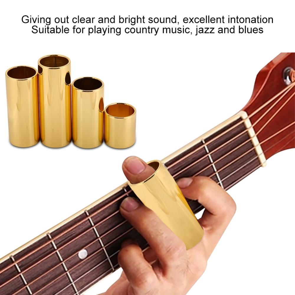4PCS Metal Guitar String Slide Golden Color Metal Slide Guitar Bass Slide  For Electric Guitar