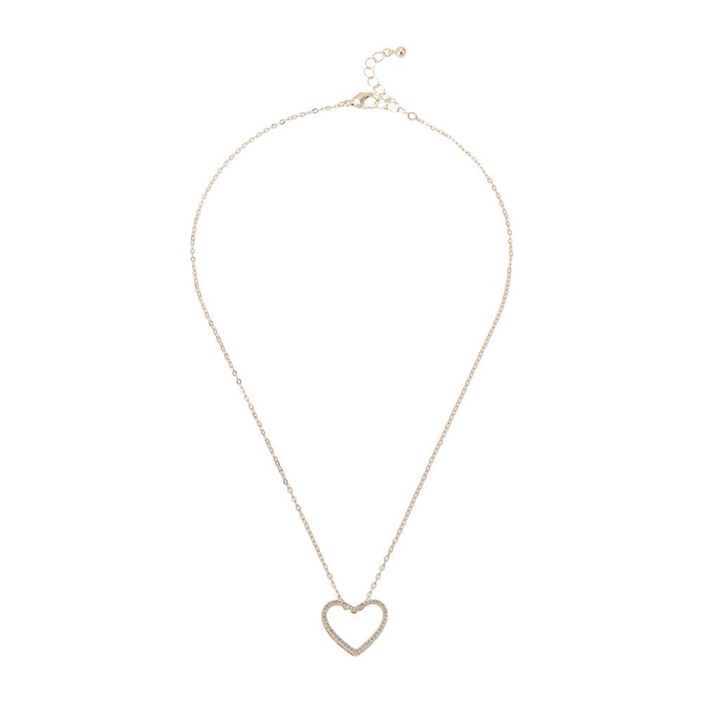 Heart Necklace with Full Diamond Alloy - Sweet European & American Clavicle Chain for Women