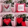 Valentine Red Heart Pillow Case Soft Plush Fabric Double-Sided Printed Cushion Cover Warm Winter Sofa Pillow Case