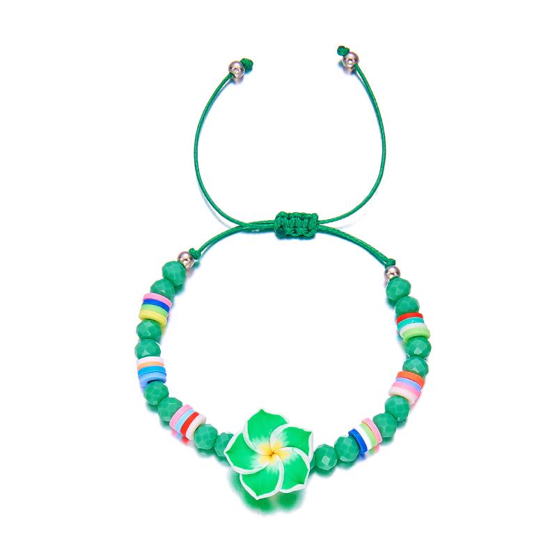 Bohemian Colorful Flower Charm Bracelets For Women Adjustable Pull String Summer Vacation Bangles Girls Party Jewelry Gift