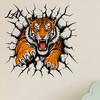 Easy Apply Wall Coverings 3D Tiger Stickers Peel And Stick Roaring Decals Removable PVC Vinyl Stickers Art Mural Decor Realistic Cracked
