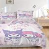 3pcs My Melody and Kuromi Printed Bedding Set, Soft and Comfortable Quilt Cover for Bedroom, Guest Room W067