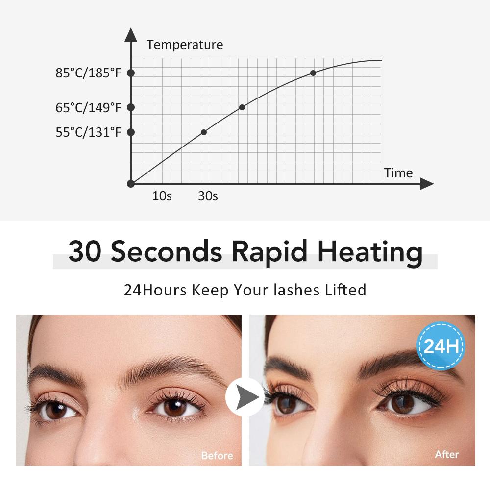 Electric Eyelash Curler Digital Display Heated Temperature Control Long-Lasting Curl Rechargeable Portable Lash Curling Wand