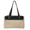 Used Hermes Herbag Cabas PM Tote Bag Canvas Beige Black Authentic 1190