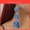 Floral Chic Long Dangle Earrings With Resin Drop For Women Winter