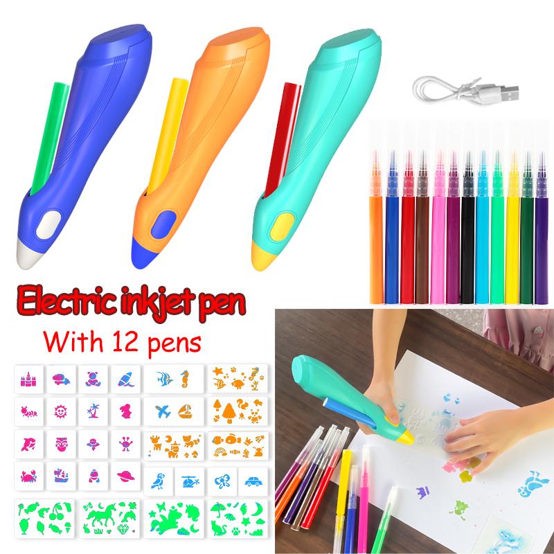 Electric Watercolor Spray Pen Children'S Hand-Painted Color Paintbrush Washable 12 Color Spray Pen Children'S Christmas Gift Set
