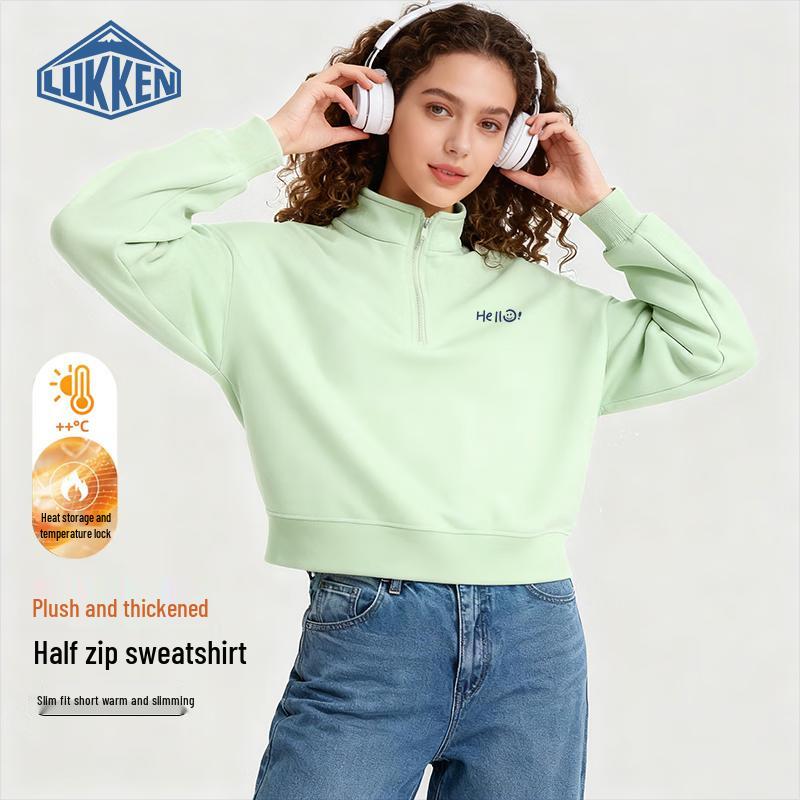 LUKKEN Hello Smiley Graphic Stand Collar Hoodie S