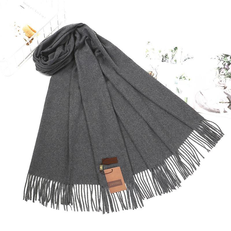 Women's Wool Scarf Autumn and Winter New Thickened Warm Shawl Solid Color Cashmere Scarf Men's Winter Scarf