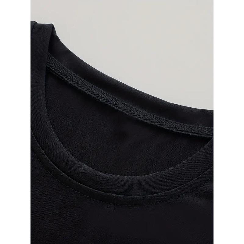 Tailles européennes T-shirt décontracté à manches courtes pour homme avec design de lettres unique - Polyester respirant, col rond, haut mode été