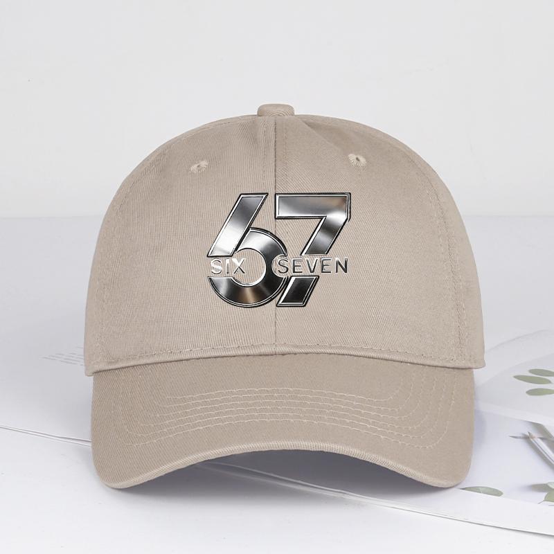

Metallic Number 67 Six Seven Print Baseball Cap Adjustable Unisex Cotton Streetwear Sun Hat