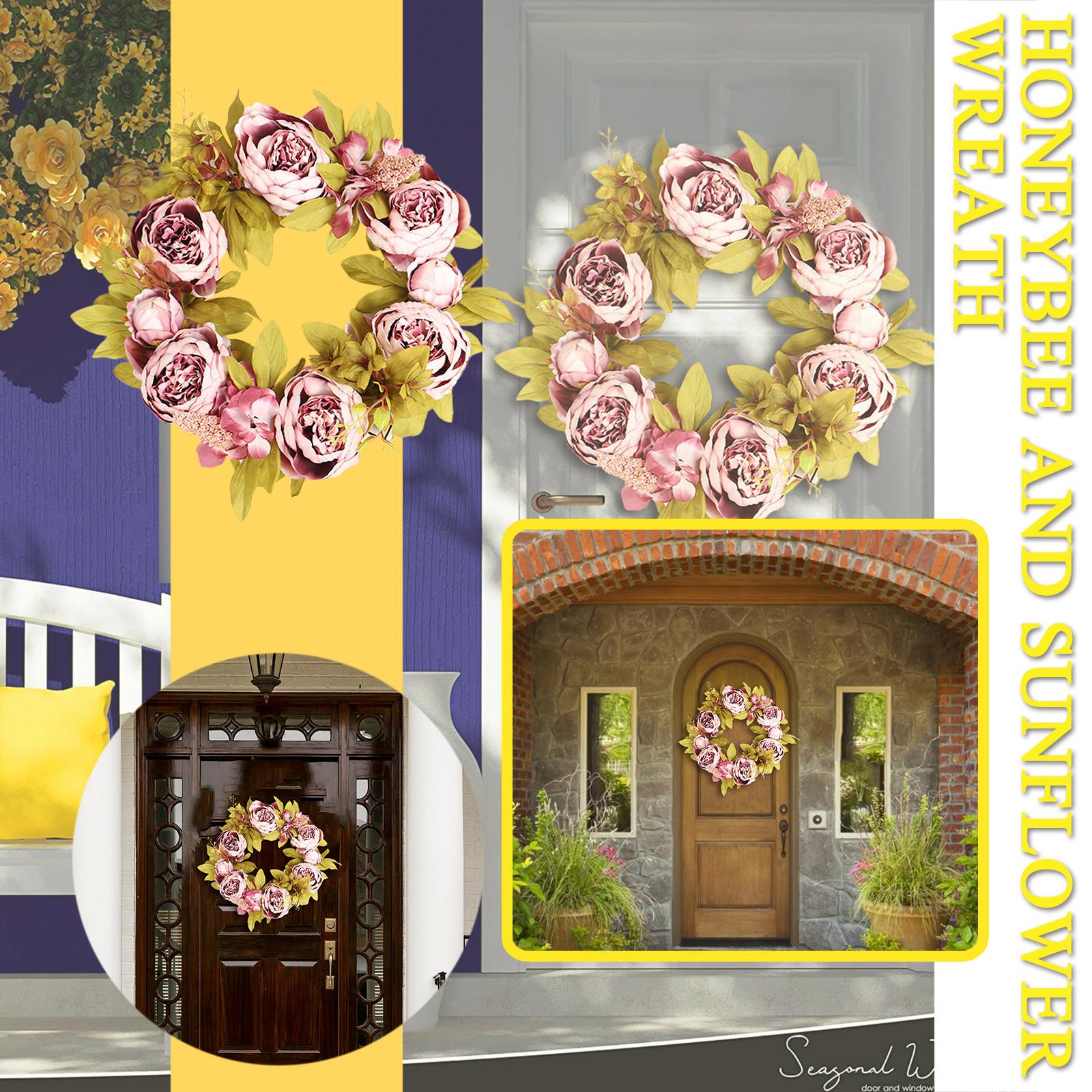 Spring Leaf Wreath Plastic Artificial Plant Home Decoration Wreath Front Door
