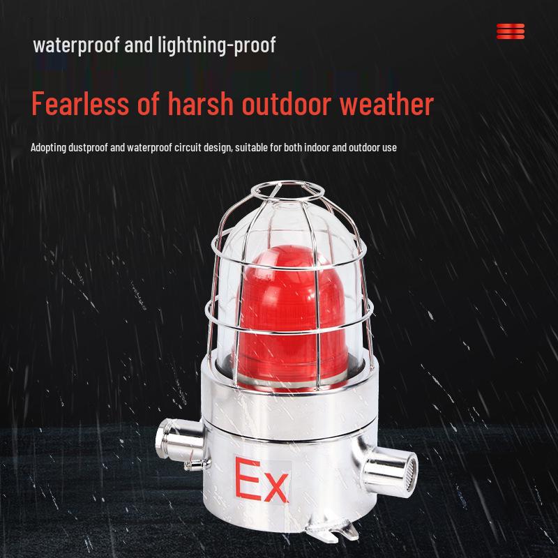 BBJ Explosion-Proof Fire Warning Alarm - Stainless Steel, Sound & Light, 110-120 dB