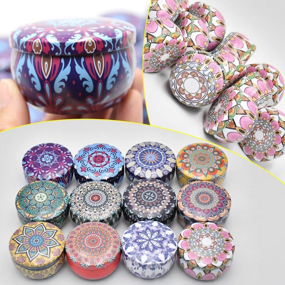 4pcs Round Cookie Tin Box Metal Biscuit Packaging Iron Can Candy Jar  for Dry Spices and Sweets