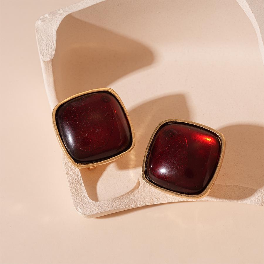 Iridescent Resin Geometric Sterling Silver Earrings for Women - Vintage, Minimalist, High-End Style