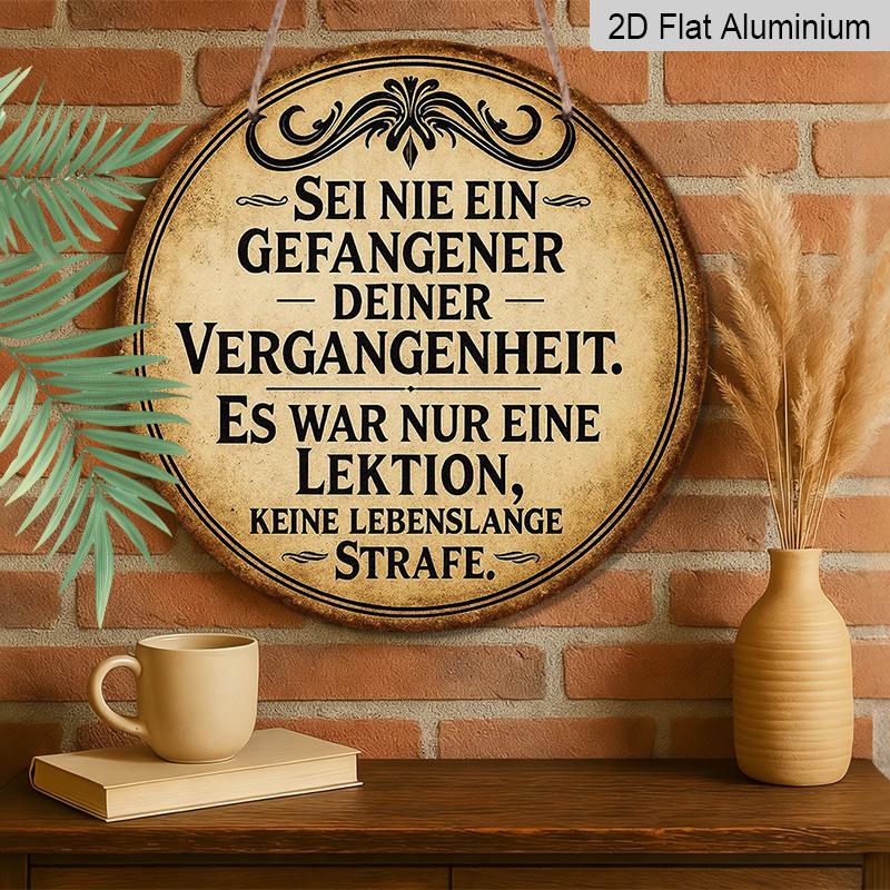2D Flat, 1pc 7.87*7.87 Inch Round French Aluminum Sign, Vintage Decorative Plaque About "Lessons of the Past", "Life Philosophy" Decorative Plaque