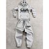 Herren Lässiges Zweiteiliges Set, Mit einem bedruckten Hoodie mit Buchstabenmustern und einer Kordelzug-Outdoor-Freizeit-Sporthose, Geeignet für Reisen
