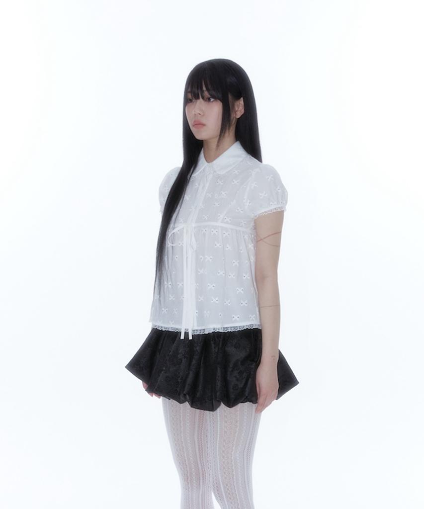 Kasiko Puff Sleeve Lace Shirt White