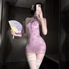 Erotic Lingerie New Neck Pan Lace Cheongsam Perspective Temptation Hip Skirt Sexy Pure Desire