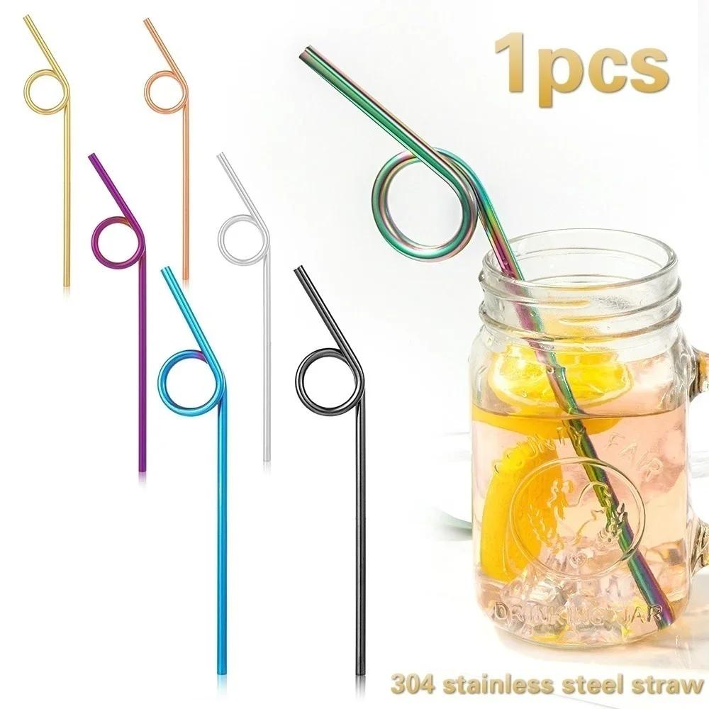 Kitchen Household Stainless Steel Straw Creative Straw Color Metal Beverage Coffee Milk Tea Straw Accessories Tools Supplies