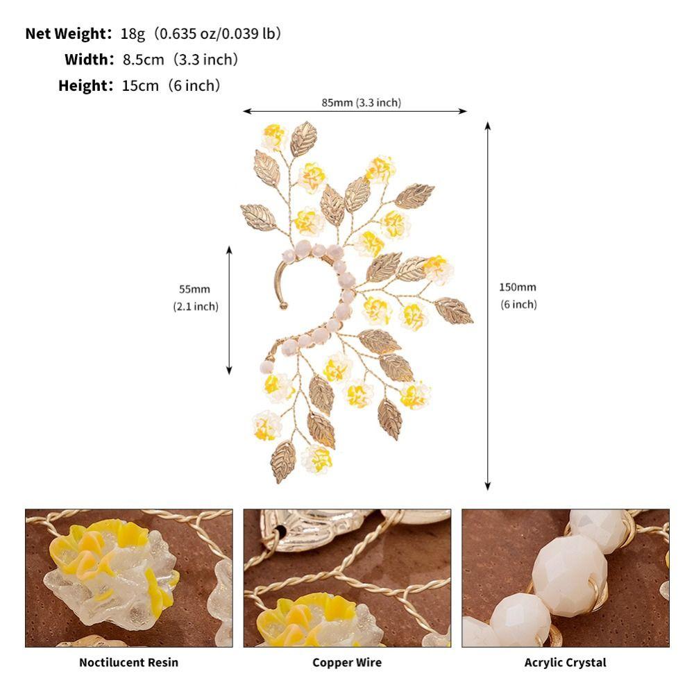 Fairy Pearl Flower Ear Cuffs Chic Rhinestone Ear Clips Aesthetic Butterfly Elf Ear Cuff  Girls